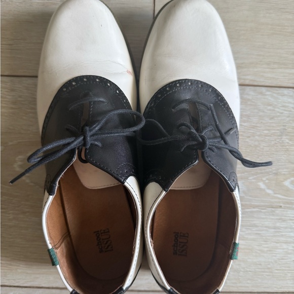 Leather School Issue saddle shoes.  1950s costume.  Grease musical. Like new - Picture 5 of 9
